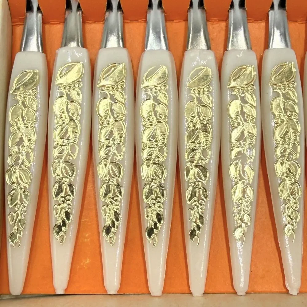 Vintage Set of 12 Stainless Steel Little Forks Cocktail Appetizer Picks Gold